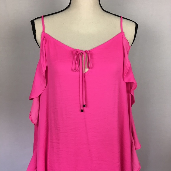 ❤️Jennifer Lopez cold shoulder top tie front L - Picture 4 of 6